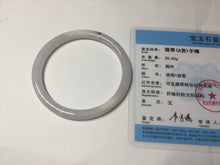 Load image into Gallery viewer, 55.5mm 100% natural Type A icy watery light purple white slim round cut jadeite jade bangle BM106-4527