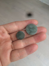 Load image into Gallery viewer, 100% natural icy watery dark green/gray jadeite jade safe and sound couple pendant pair BG4