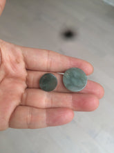 Load image into Gallery viewer, 100% natural icy watery dark green/gray jadeite jade safe and sound couple pendant pair BG4