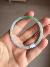 Load image into Gallery viewer, 50.5mm certified 100% natural Type A sunny green/white thin flat jadeite jade bangle BG219-8578