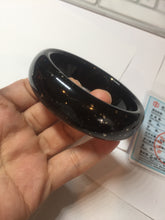 Load image into Gallery viewer, 58mm 100% Natural dark green/black meteorite Stellar Night sky broad style nephrite Jade bangle HF116-1263