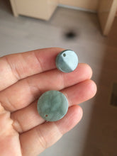 Load image into Gallery viewer, 100% natural icy watery dark green/gray jadeite jade safe and sound couple pendant pair BG4