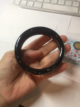 Load image into Gallery viewer, 58mm 100% Natural dark green/black meteorite Stellar Night sky broad style nephrite Jade bangle HF116-1263