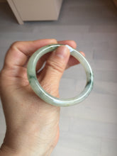 Load image into Gallery viewer, 52mm certified type A 100% Natural green/white with floating flowers slim oval jadeite jade bangle BP26-2670