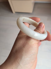 Load image into Gallery viewer, 52.7mm certified Type A 100% Natural white beige with yellow flying flowers Jadeite Jade bangle D158-3963