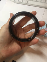 Load image into Gallery viewer, 58mm 100% Natural dark green/black meteorite Stellar Night sky broad style nephrite Jade bangle HF116-1263