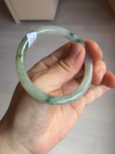 Load image into Gallery viewer, 52mm certified type A 100% Natural green/white with floating flowers slim oval jadeite jade bangle BP26-2670