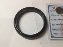 Load image into Gallery viewer, 60.4mm 100% Natural dark green/black meteorite Stellar Night sky broad style nephrite Jade bangle HF117-1025
