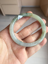 Load image into Gallery viewer, 52mm certified type A 100% Natural green/white with floating flowers slim oval jadeite jade bangle BP26-2670
