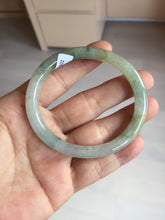 Load image into Gallery viewer, 52mm certified type A 100% Natural green/white with floating flowers slim oval jadeite jade bangle BP26-2670