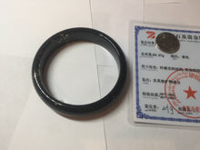 Load image into Gallery viewer, 60.4mm 100% Natural dark green/black meteorite Stellar Night sky broad style nephrite Jade bangle HF117-1025