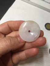 Load image into Gallery viewer, 29.4/6.7mm Type A 100% Natural light purple yellow Jadeite Jade Safety Guardian Button donuts Pendant BP113