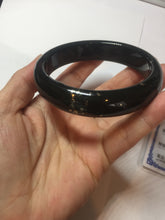 Load image into Gallery viewer, 60.4mm 100% Natural dark green/black meteorite Stellar Night sky broad style nephrite Jade bangle HF117-1025