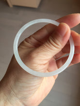 Load image into Gallery viewer, 56mm Certified Type A 100% Natural icy watery white/light purple/green flat slim Jadeite Jade bangle BG217-8571