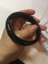 Load image into Gallery viewer, 60.4mm 100% Natural dark green/black meteorite Stellar Night sky broad style nephrite Jade bangle HF117-1025