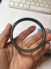 Load image into Gallery viewer, 58mm Certified Type A 100% Natural dark green/blue/gray Guatemala slim round cut Jadeite bangle PD179-2482