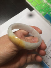Load image into Gallery viewer, 50mm Certified Type A 100% Natural yellow/white oval shape Jadeite Jade bangle AY16-0762