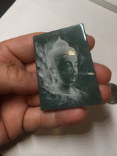 Load image into Gallery viewer, 100% Natural type A green/blue/gray Guatemala jadeite Jade shadow carving buddha pendant necklace BP114