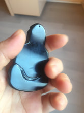 Load image into Gallery viewer, 100% Natural dark green/black jadeite jade(Mocui, 墨翠) GuanYin(观音) Pendant/handhold worry stone BL142