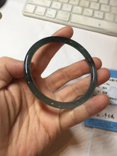 Load image into Gallery viewer, 58mm Certified Type A 100% Natural dark green/blue/gray Guatemala slim round cut Jadeite bangle PD179-2482