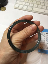 Load image into Gallery viewer, 58mm Certified Type A 100% Natural dark green/blue/gray Guatemala slim round cut Jadeite bangle PD179-2482