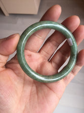 Load image into Gallery viewer, 50.5mm certificated Type A 100% Natural dark green/gray round cut oval Jadeite Jade bangle D157-5372