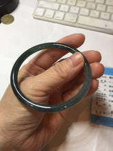 Load image into Gallery viewer, 58mm Certified Type A 100% Natural dark green/blue/gray Guatemala slim round cut Jadeite bangle PD179-2482