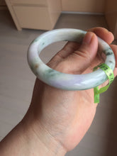 Load image into Gallery viewer, 55.2mm Certified Type A 100% Natural light green/purple/brown with green floating flowers Jadeite Jade bangle F86-6199