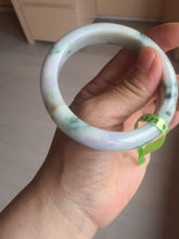 Load image into Gallery viewer, 55.2mm Certified Type A 100% Natural light green/purple/brown with green floating flowers Jadeite Jade bangle F86-6199