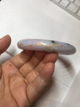 Load image into Gallery viewer, 56mm Certified 100% Natural type A green/light purple carved and golden-painted Jadeite Jade bangle PC70-(8712)