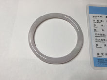 Load image into Gallery viewer, 55.4mm 100% natural Type A light purple white slim round cut jadeite jade bangle BM108-4525