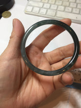 Load image into Gallery viewer, 58mm Certified Type A 100% Natural dark green/blue/gray Guatemala slim round cut Jadeite bangle PD179-2482