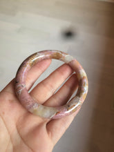 Load image into Gallery viewer, 52.3mm 100% natural pink/golden round cut rose stone (Rhodonite)bangle XY78