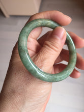 Load image into Gallery viewer, 50.5mm certificated Type A 100% Natural dark green/gray round cut oval Jadeite Jade bangle D157-5372