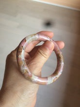 Load image into Gallery viewer, 52.3mm 100% natural pink/golden round cut rose stone (Rhodonite)bangle XY78