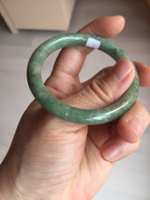 Load image into Gallery viewer, 50.5mm certificated Type A 100% Natural dark green/gray round cut oval Jadeite Jade bangle D157-5372
