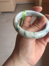 Load image into Gallery viewer, 55.2mm Certified Type A 100% Natural light green/purple/brown with green floating flowers Jadeite Jade bangle F86-6199