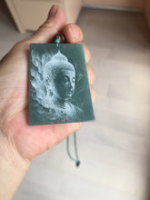 Load image into Gallery viewer, 100% Natural type A green/blue/gray Guatemala jadeite Jade shadow carving buddha pendant necklace BP114