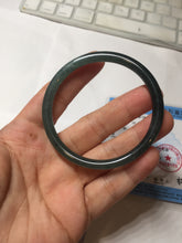 Load image into Gallery viewer, 54.5mm Certified Type A 100% Natural dark green/blue/gray Guatemala slim round cut Jadeite bangle PD180-2494