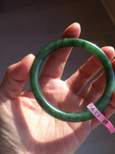 Load image into Gallery viewer, 57.2mm 100% Natural dark green(碧玉) round cut nephrite Jade bangle HF88