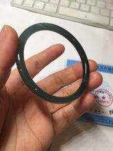 Load image into Gallery viewer, 54.5mm Certified Type A 100% Natural dark green/blue/gray Guatemala slim round cut Jadeite bangle PD180-2494