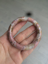 Load image into Gallery viewer, 52.3mm 100% natural pink/golden round cut rose stone (Rhodonite)bangle XY78