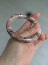 Load image into Gallery viewer, 52.3mm 100% natural pink/golden round cut rose stone (Rhodonite)bangle XY78