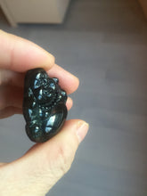 Load image into Gallery viewer, 100% Natural dark green/black jadeite jade(Mocui, 墨翠) happy buddha Pendant/handhold worry stone BL138