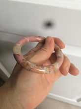 Load image into Gallery viewer, 52.3mm 100% natural pink/golden round cut rose stone (Rhodonite)bangle XY78