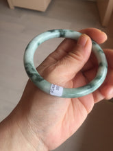 Load image into Gallery viewer, 57.9mm certified Type A 100% Natural light green with floating green flowers round cut Jadeite Jade bangle AU12-3021