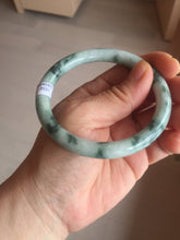 Load image into Gallery viewer, 57.9mm certified Type A 100% Natural light green with floating green flowers round cut Jadeite Jade bangle AU12-3021