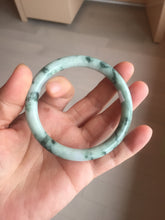 Load image into Gallery viewer, 57.9mm certified Type A 100% Natural light green with floating green flowers round cut Jadeite Jade bangle AU12-3021