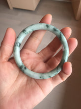 Load image into Gallery viewer, 57.9mm certified Type A 100% Natural light green with floating green flowers round cut Jadeite Jade bangle AU12-3021