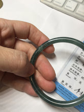 Load image into Gallery viewer, 58.2mm Certified Type A 100% Natural dark green/blue/gray Guatemala slim round cut Jadeite bangle PD181-2479